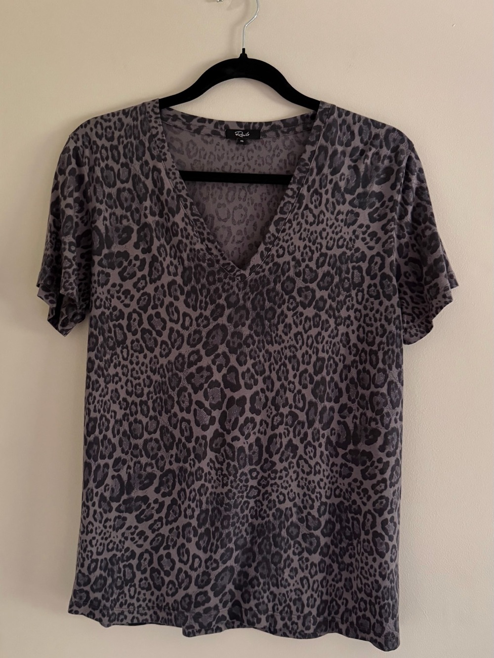 Rails Charcoal Cheetah Print Cara  V-Neck Short Sleeve Top Size: XS. MSRP: $99